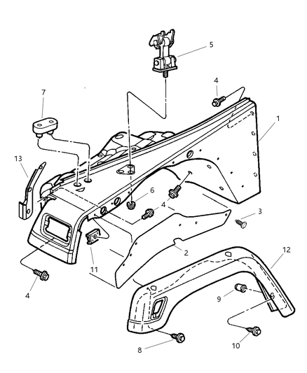 New 2001-2002 Fits Chrysler Wrangler Applique-Fender - Part # QP95SW1AB