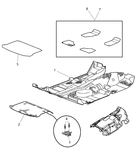 New 2006-2007 Fits Chrysler Liberty Carpet-Front Floor - Part # 5KL20XDHAD