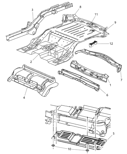 New 2006-2010 Fits Chrysler Commander Pkg Part-Rear Floor Pan Side - Part # 5183124AD