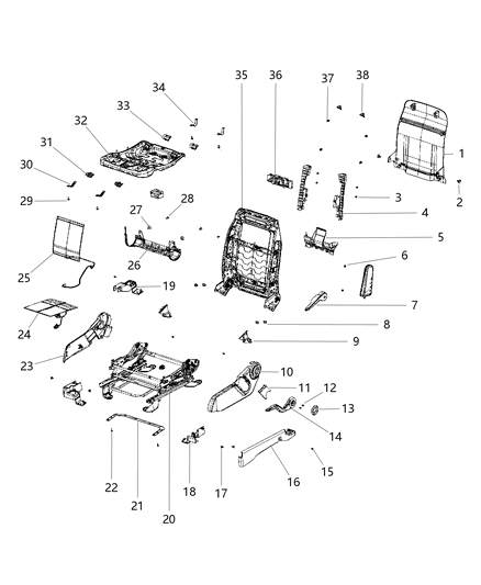 New 2015-2017 Fits Chrysler Caliber, Compass, Patriot Frame-Front Seat Back - Part # 4610149AC