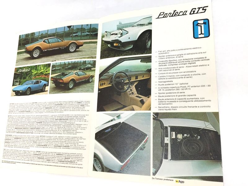 Used OEM 1980 De-Tomaso Pantera GTS Sales Brochure