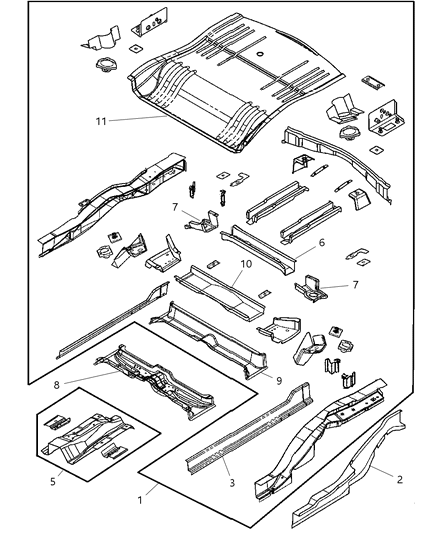 New 2005-2006 Fits Chrysler Pacifica Pan-Rear Floor - Part # 5054180AA