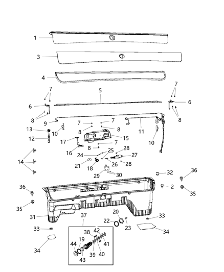 New 2014-2015 Fits Chrysler 1500 Applique-Storage Bin - Part # 1WX171EPAA