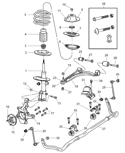 New 2004 Fits Chrysler Pacifica Strut-Strut - Part # 5103294AA