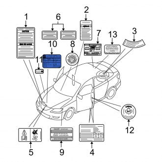 New OEM Genuine Mazda, Emission Label - Part # LFHP69036