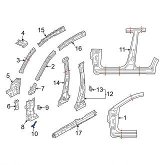 New OEM Genuine Mazda, Left Lower Body A-Pillar Reinforcement Bracket - Part # KD537121YA