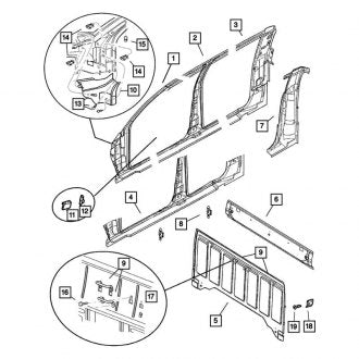 New OEM Left Inner Body C-Pillar Reinforcement Fits, 2000-2004 Dodge Dakota - Part # 55257309AA