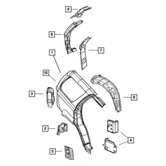 New OEM Right Lower Quarter Panel Reinforcement Fits, 2004-2009 Dodge Durango - Part # 55364514AB