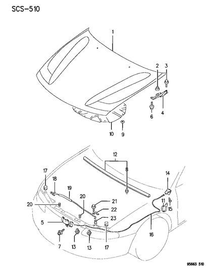 New 1995-2000 Fits Chrysler Avenger Hood Latch - Part # MB927379
