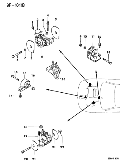 New 1995-2000 Fits Chrysler Avenger Bracket-Transmission Mount - Part # MB910661