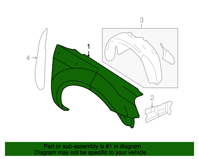 New OEM 2005-2007 Ford Freestyle Front Driver's Left Fender, Part # 5F9Z-16006-AA