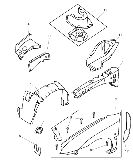 New OEM Genuine Plymouth, Front Right Fender Filler Panel - Part # 4783302AC