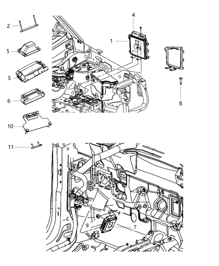 New 2011-2014 Fits Chrysler Caliber, Compass, Patriot Bracket-Powertrain Control Module - Part # 68050631AB