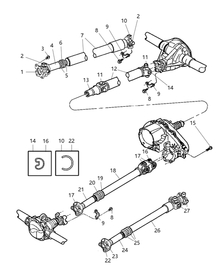 New 2003-2006 Fits Chrysler Wrangler U-Joint Kit - Part # 5093820AB