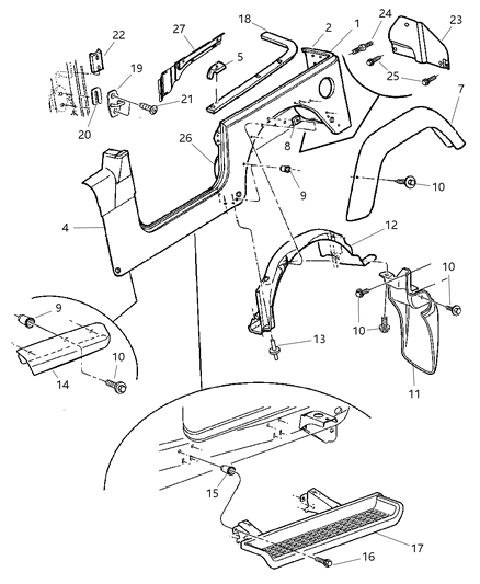 New 2005-2006 Fits Chrysler Wrangler Filler-Fender - Part # 5KC28CJMAB