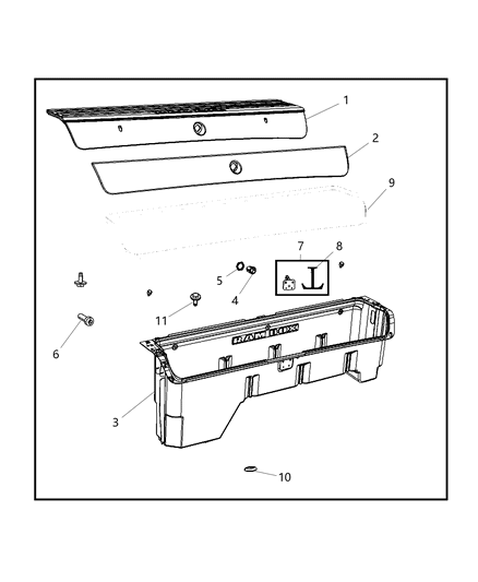 New 2009-2012 Fits Chrysler 1500 Latch-Storage Bin Lid - Part # 68054214AB