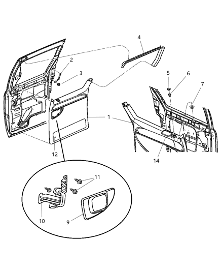 New 2003 Fits Chrysler Grand Caravan, Town & Country Panel-Sliding Door Trim - Part # WL911QLAC