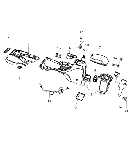 New 2014 Fits Chrysler Wrangler Armrest-Center Console Storage - Part # 5RX64DW1AA