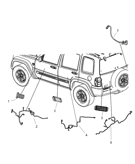 New 2006-2007 Fits Chrysler Liberty Wiring-Front Door - Part # 56050658AC