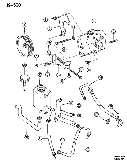 New 1991-1996 Fits Chrysler Grand Cherokee Line-Power Steering Pressure - Part # 52004965