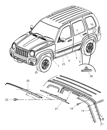 New 2003 Fits Chrysler Liberty Molding-Rear Wheel Opening - Part # 5GH05TZZAC