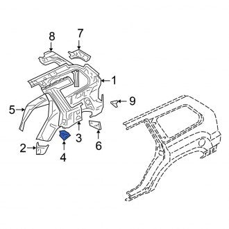 New OEM Genuine Mitsubishi, Left Lower Quarter Panel Reinforcement - Part # MN150455