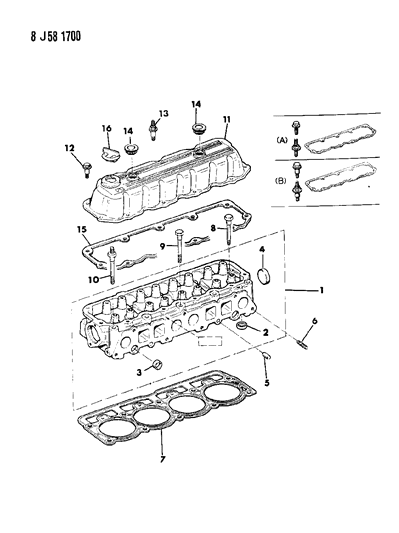 New 1984-1993 Fits Chrysler Grand Cherokee Gasket-Rocker Arm Cover - Part # J3241731