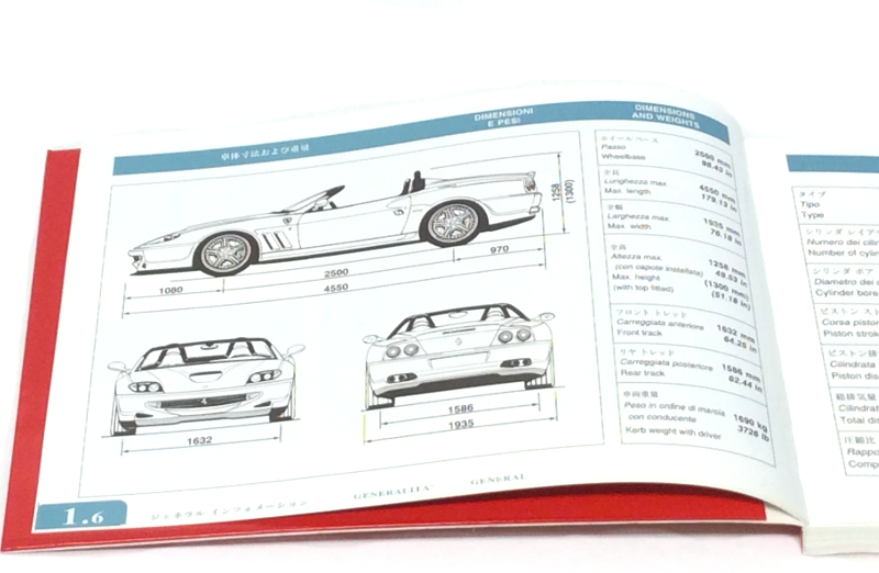 New OEM 2001 Ferrari 550 Barchetta Japanese Version Owners Handbook Manual Cat. 1700/01