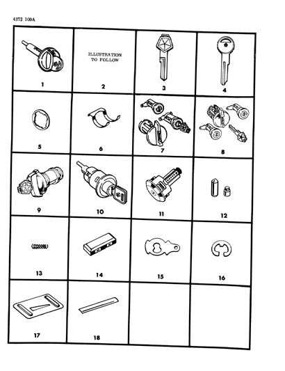 Cylinder W/Key, Glove Box, W/O Console