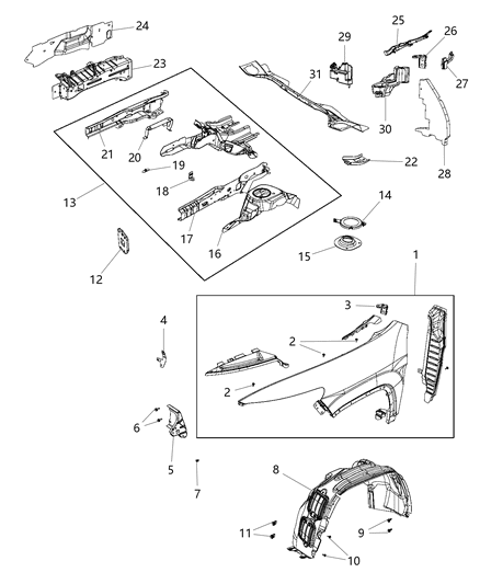 New 2014 Fits Chrysler Grand Cherokee Silencer-Fender To Hinge Pillar - Part # 68103113AA