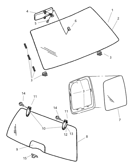 New 2004-2007 Fits Chrysler Liberty Pad-Flipper Glass - Part # 55360709AA