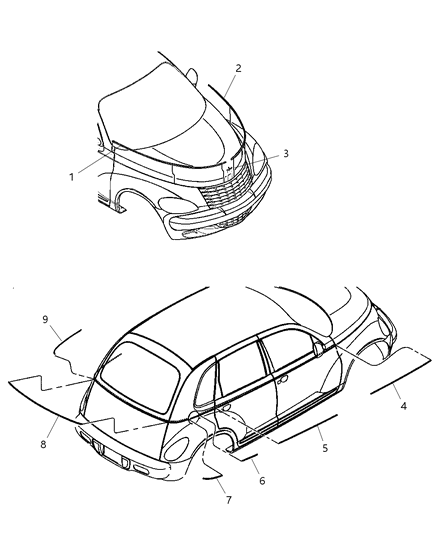 New 2004 Fits Chrysler PT Cruiser Molding-Quarter Panel - Part # 5303629AB