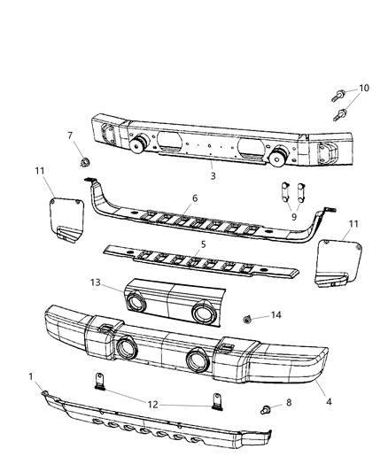 New 2012 Fits Chrysler Wrangler Applique-Fascia - Part # 1ML27JRPAA