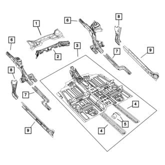 New OEM Front Left Frame Side Member Assembly Fits, 2015-2017 Chrysler 200 - Part # 68105063AB