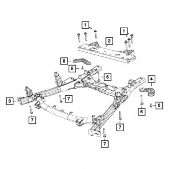 New OEM Front Suspension Subframe Crossmember Fits, 2017-2024 Chrysler Pacifica - Part # 68236976AF