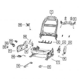 New OEM Front Right Seat Back Frame Fits, 2015-2017 Chrysler 200 - Part # 68260532AC