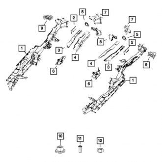 New OEM Rear Left Frame Side Member Fits, 2017-2024 Chrysler Pacifica - Part # 68421199AB