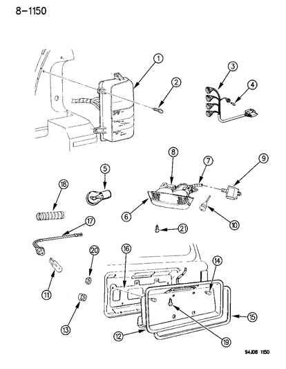 New 1993-1996 Fits Chrysler Grand Cherokee Wiring Harness Center Hi Mounted - Part # 56018444