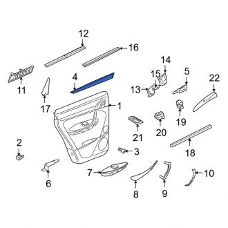 New OEM Genuine Porsche, Front Right Forward Door Trim Molding - Part # 955555096005X2