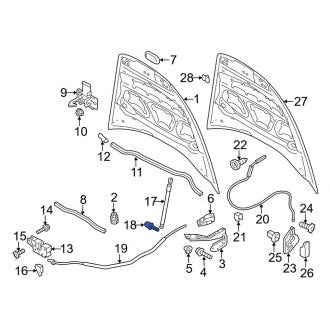 New OEM Genuine Porsche, Hood Lift Support Bracket - Part # 95551143900