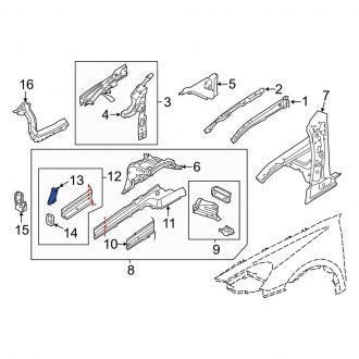 New OEM Genuine Porsche, Right Frame Rail End Bracket - Part # 95850167000GRV