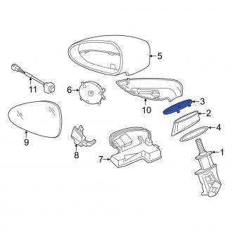 New OEM Genuine Porsche, Upper Left Door Mirror Gasket - Part # 97073182101