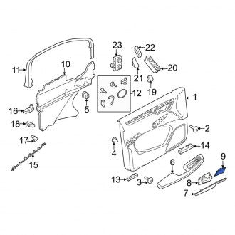 New OEM Genuine Porsche, Front Right Interior Door Handle Trim - Part # 95B837096B1E0