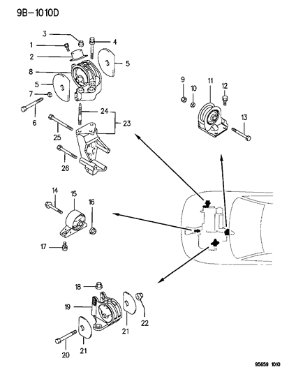 New 1995-2000 Fits Chrysler Avenger Bracket-Engine Roll Dampener - Part # MB844290