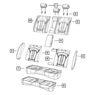 New OEM Rear Seat Cover Fits, 2015-2017 Chrysler 200 - Part # 6AF04DX9AC