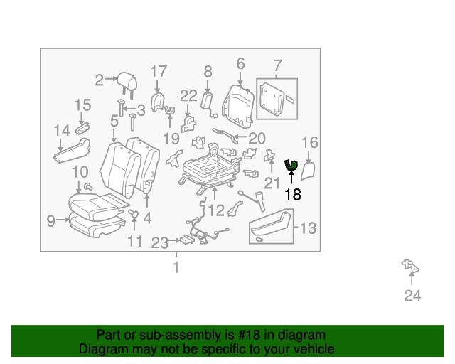 New 2005-2014 Fits Toyota Tacoma Front Seat Back, Left Reclining Adjuster Inside, Part # 71876-AD0-10B0