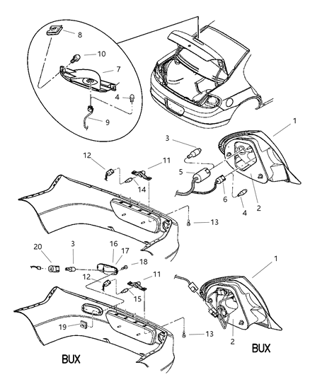 New 2004-2005 Fits Chrysler Neon Lamp-Tail Stop Turn - Part # 5303543AD