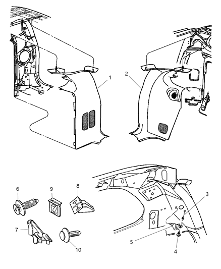 New 2004 Fits Chrysler Grand Caravan, Town & Country Molding-D Pillar - Part # TP44BD5AC