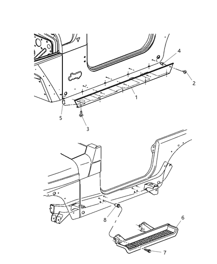 New 2004-2006 Fits Chrysler Wrangler Sill-Body Side - Part # 5GG78JX8AF