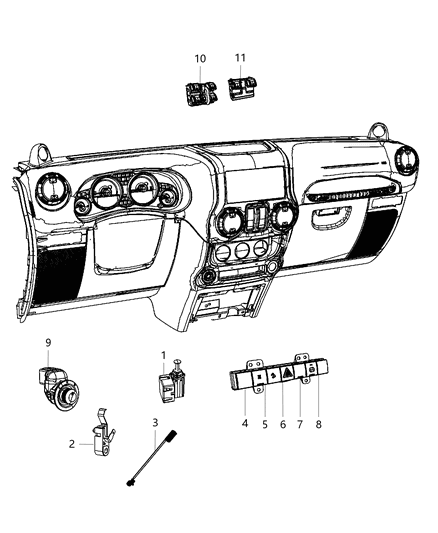 New 2011-2012 Fits Chrysler Wrangler Switch-3 Gang - Part # 4602562AI